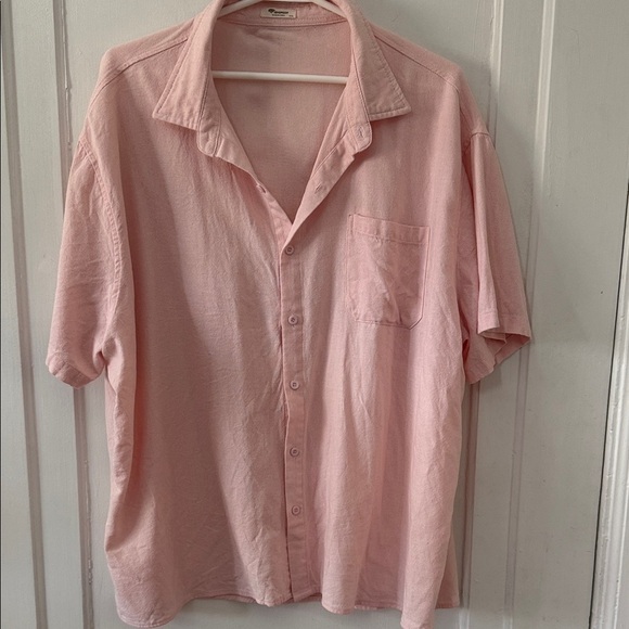 ISSHOPEER Other - Men’s Linen/Rayon blend pink short sleeve button down shirt XXXL 28” pit to pit